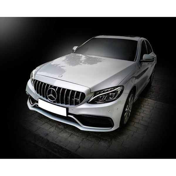 IKON MOTORSPORTS, Front Bumper Compatible With 2015-2018 Benz W205, C63 Style PP Front Bumper Conversion Cover Guard