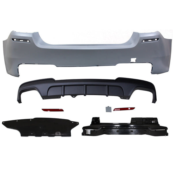 Rear Bumper Cover Compatible With 2011-2016 F10, 5 Series M-Performance Rear Bumper Cover Twin Muffler Dual Outlet PP by IKON MOTORSPORTS, 2012 2013 2014 2015