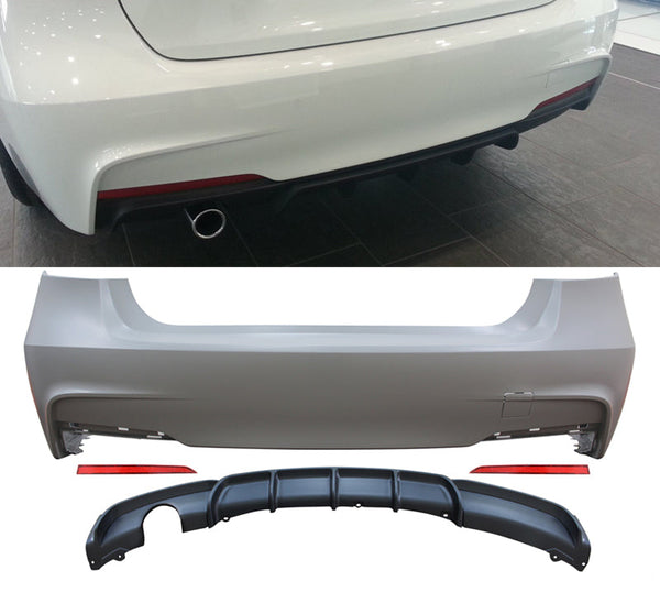 2012-2018 BMW 320i M Sport M Tech Style Rear Bumper Conversion Kit W/ Diffuser - ModMyEuro