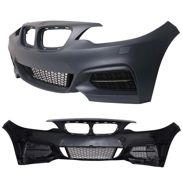 IKON MOTORSPORTS, Front Bumper Cover Compatible With 2014-2021 BMW F22 F23, M Sport Style Front Bumper Guard Conversion Body Kit PP