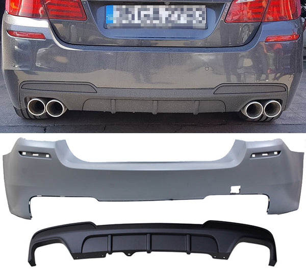 2011-2016 BMW F10 528i M Sport M Performance Style Rear Bumper Conversion Kit W/ Diffuser W/ Dual Exhaust - ModMyEuro