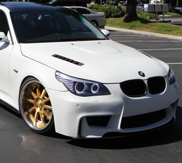 Front Bumper Cover Compatible With 2004-2010 BMW E60 5-series, 1M Style PP Black Added On by IKON MOTORSPORTS, 2005 2006 2007 2008 2009