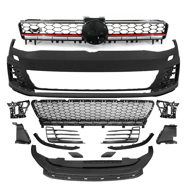 Fits 15-17 Golf 7 MK7 GTI Type Front Bumper Conversion + Grill Logo Badge Base