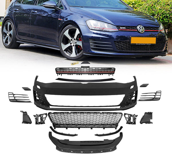 2015-2017 Golf 7 MK7 GTI Type Front Bumper + Black Red Chrome Grille - ModMyEuro