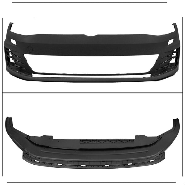 Fits 15-17 Golf 7 MK7 GTI Type Front Bumper Cover + Black Red Chrome Grille