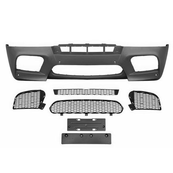 For 08-14 BMW X5 E71 X6M Style PP Front Bumper Cover Conversion + Grilles W/ PDC