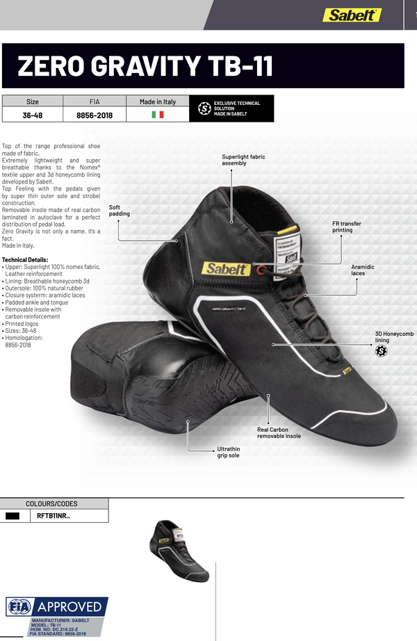 Sabelt TB11 Zero Gravity Race Shoe - ModMyEuro