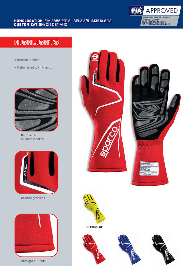 Sparco Land+ Nomex Gloves - ModMyEuro
