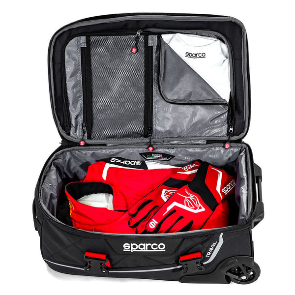 Sparco Travel gear bag loaded with racing suit and gloves
