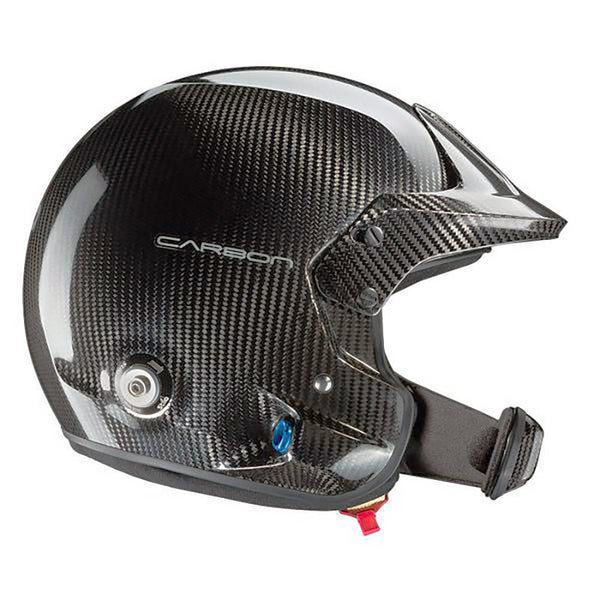 The Stilo Venti WRC Carbon Fiber 8860-2018 helmet, a cutting-edge racing gear with a distinctive carbon fiber exterior and advanced ventilation system.