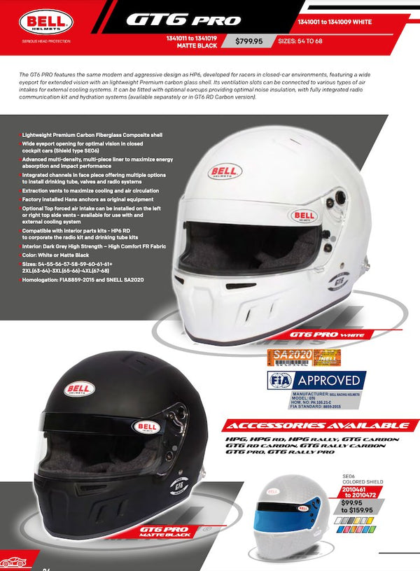 Bell GT6 Pro Helmet SA2020 - Competition Motorsport