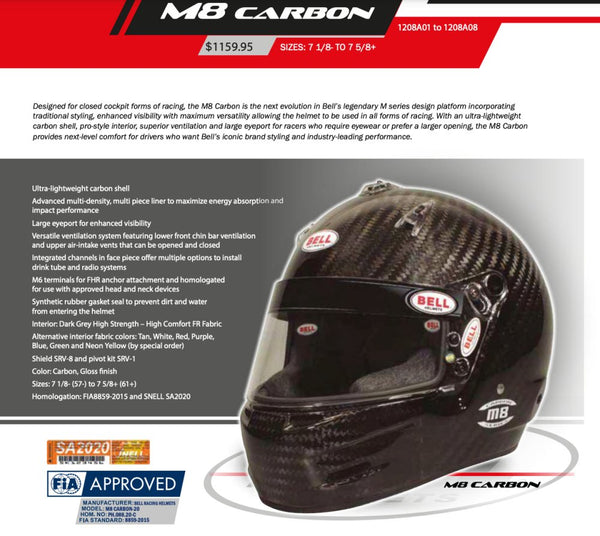Bell M.8 Carbon Fiber Helmet SA2020 - Competition Motorsport