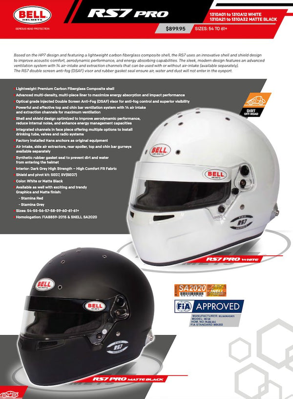 Bell RS7 Pro Helmet SA2020 - Competition Motorsport