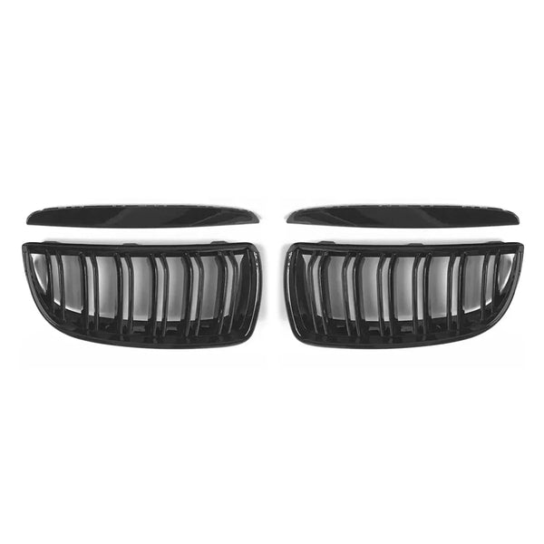 2005-2008 BMW 3 Series E90 E91 E92 E93 Pre-FL Front Kidney Grille M4 Style Gloss Black Dual Slat