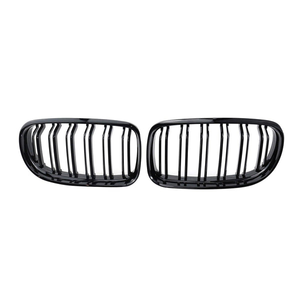 2009-2012 BMW 3 Series E90 E91 E92 E93 FL Front Kidney Grille M4 Style Gloss Black Dual Slat