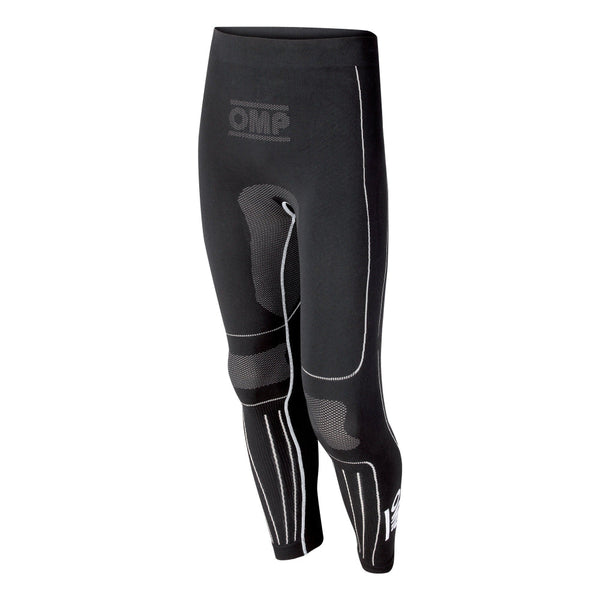 OMP KS Winter-R Pants in black front view – Seamless thermal karting base layer with stretch panels