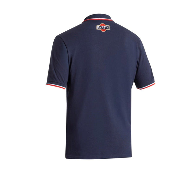 Back view of Sparco Martini Racing Polo Pocket Shirt in navy with Martini logo below the collar and contrast sleeve trim -image