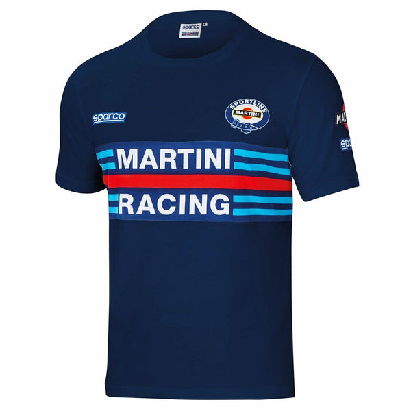 Sparco Martini Racing T-Shirt in navy blue with full logo and stripes