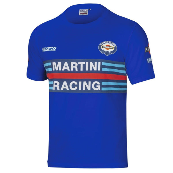 Sparco Martini Racing T-Shirt in royal blue with classic Martini Racing graphic