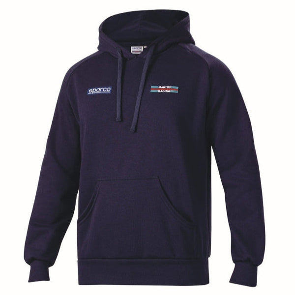 Sparco Martini Racing Stripes Hoodie navy front view with classic logo detail - image
