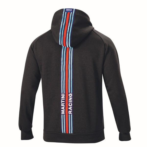 Sparco Martini Racing Stripes Hoodie white back view showing embroidered Martini Racing stripes - image