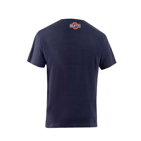 Back view of Sparco Martini T-Shirt Big Logo in navy featuring Martini logo at neck -Image
