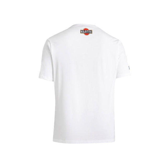 Back view of Sparco Martini T-Shirt Big Logo in white with Martini logo below collar -Image