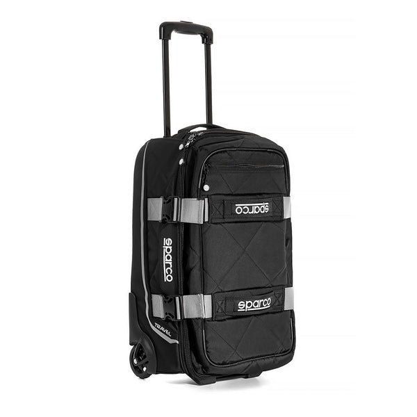 Sparco Travel roller carry-on racing gear bag in Black and Silver