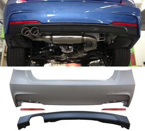 2012-2018 BMW F30 3 Series M-Tech Style Rear Bumper Conversion Kit W/ Diffuser W/ Reflectors - ModMyEuro
