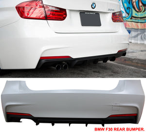 2012-2018 BMW F30 328i M Sport Rear Bumper Conversion Kit W/ Dual Single Exhaust - ModMyEuro