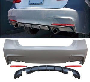 2012-2018 BMW F30 335i M Performance Style Rear Bumper Conversion Kit W/ Diffuser W/ Dual Tip - ModMyEuro