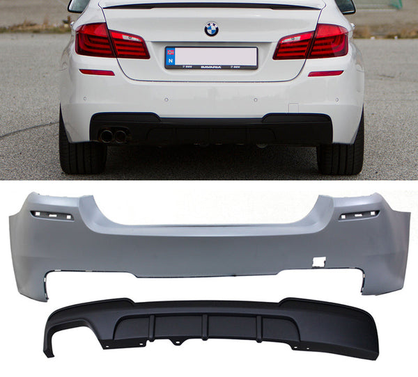 2011-2016 BMW F10 528i M Sport M Performance Style Rear Bumper Conversion Kit W/ Diffuser W/ Single Exhaust - ModMyEuro