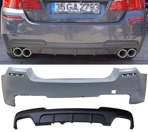 2011-2016 BMW F10 528i M Sport M Performance Style Rear Bumper Conversion Kit W/ Diffuser W/ Dual Exhaust - ModMyEuro