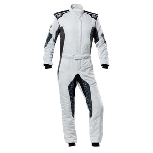 OMP Tecnica Hybrid Race Driver Suit Silver / Black Front Image