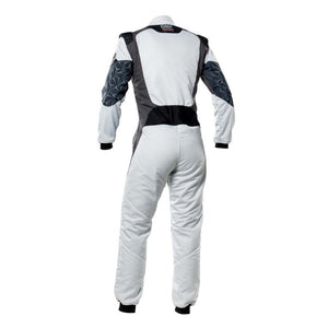 OMP Tecnica Hybrid Race Driver Suit Silver / Black Rear Image