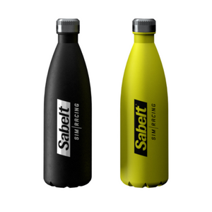 Yellow and black sim racing water bottle