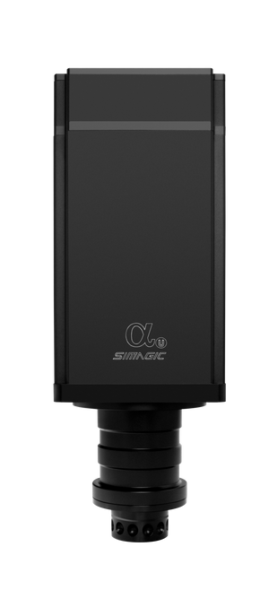 Simagic Alpha U Top View of direct drive wheel base