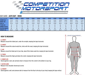 Alpinestars KMX-9 Kart Racing Suit Size Chart Image