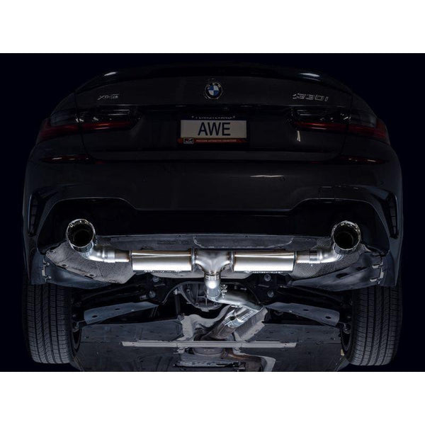 AWE 19-23 BMW 330i / 21-23 BMW 430i Base G2X Touring Axle Back Exhaust - Chrome Silver - ModMyEuro