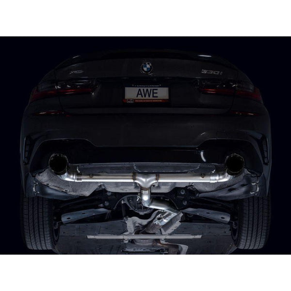 AWE 19-23 BMW 330i / 21-23 BMW 430i Base G2X Track Edition Axle Back Exhaust - Diamond Black - ModMyEuro