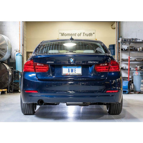 AWE Tuning 13-18 BMW 320i (F30) Touring Edition Exhaust w/ Perfomance Mid Pipe - Diamond Black Tips - ModMyEuro