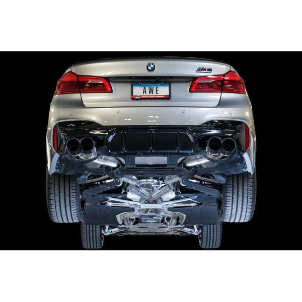 AWE Tuning 18-19 BMW F90 M5 SwitchPatch Cat-Back Exhaust- Black Diamond Tips - ModMyEuro