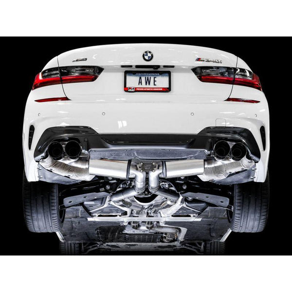 AWE Tuning 2019+ BMW M340i (G20) Resonated Touring Edition Exhaust - Quad Diamond Black Tips - ModMyEuro