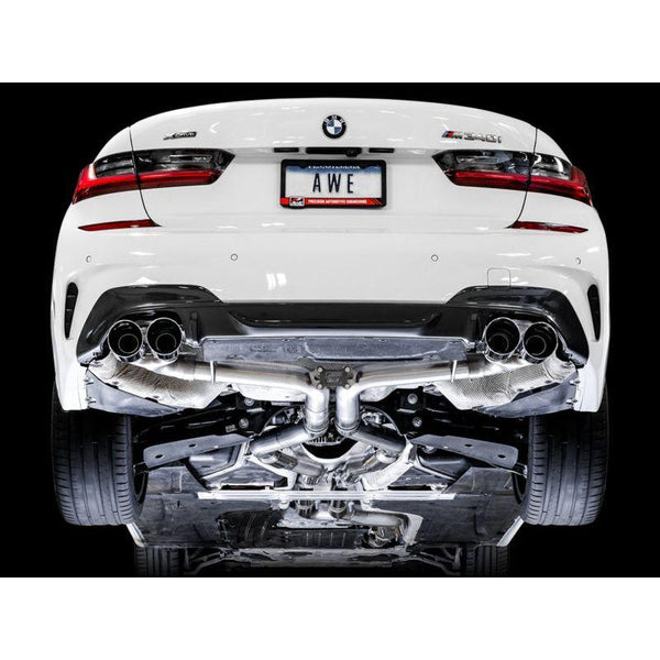 AWE Tuning 2019+ BMW M340i (G20) Track Edition Exhaust - Quad Chrome Silver Tips - ModMyEuro