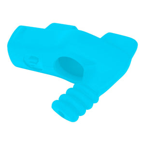 Blue plastic component on a white background