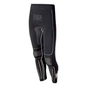 OMP KS Winter-R Pants in black front view – Seamless thermal karting base layer with stretch panels