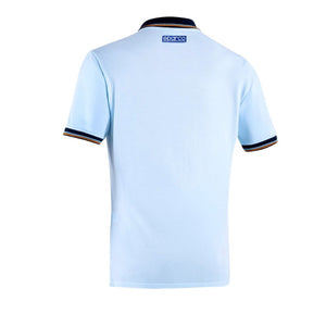 Rear view of celeste Sparco Gulf Polo Piquet Pocket showing Sparco branding and clean back panel