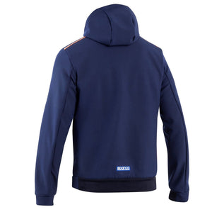 Rear view of Sparco Gulf Winter Jacket showing back panel, hood, and signature Gulf racing stripe-image 
