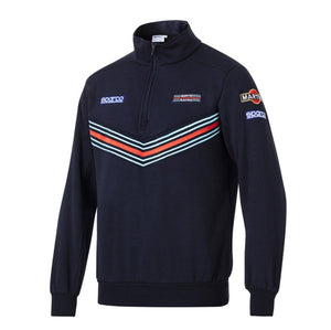 Sparco Martini Half Zip Jacket in solid navy, front angle with Martini Racing stripes –Image