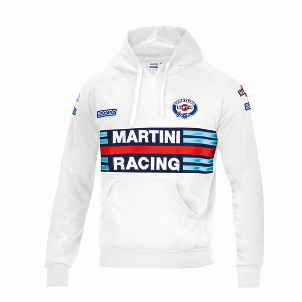 Sparco Martini Hoodie white with wide chest Martini Racing livery and sponsor logos - image